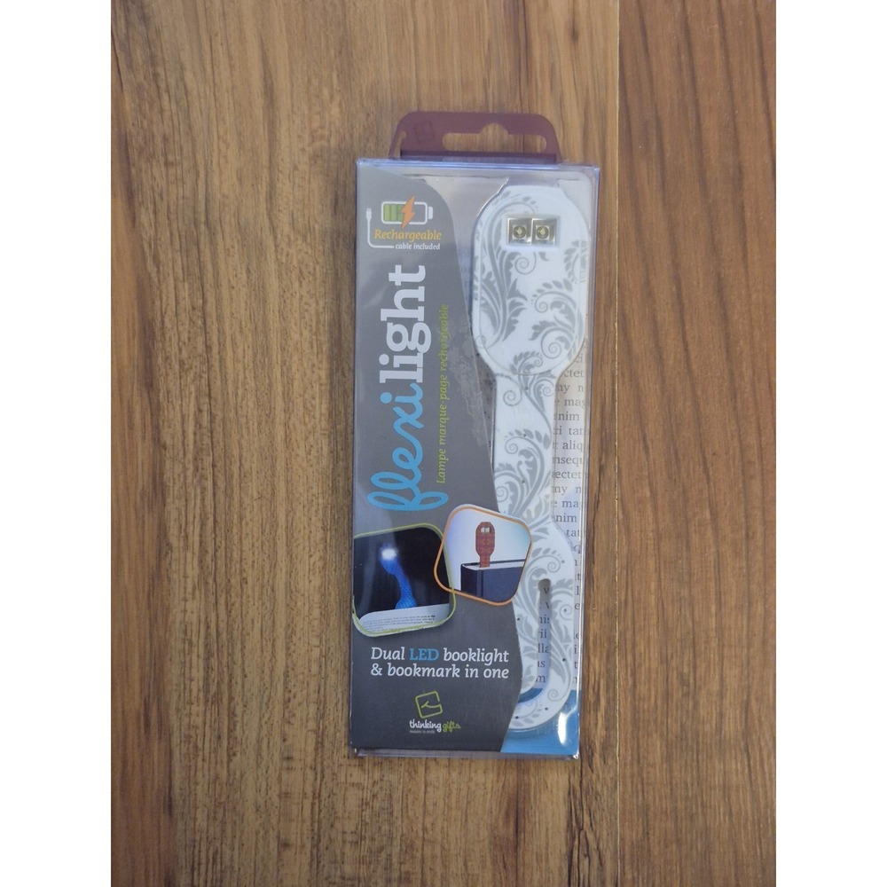 Thinking Gifts Flexilight Rechargeable LED Booklight White Flowers Bookmark NIB